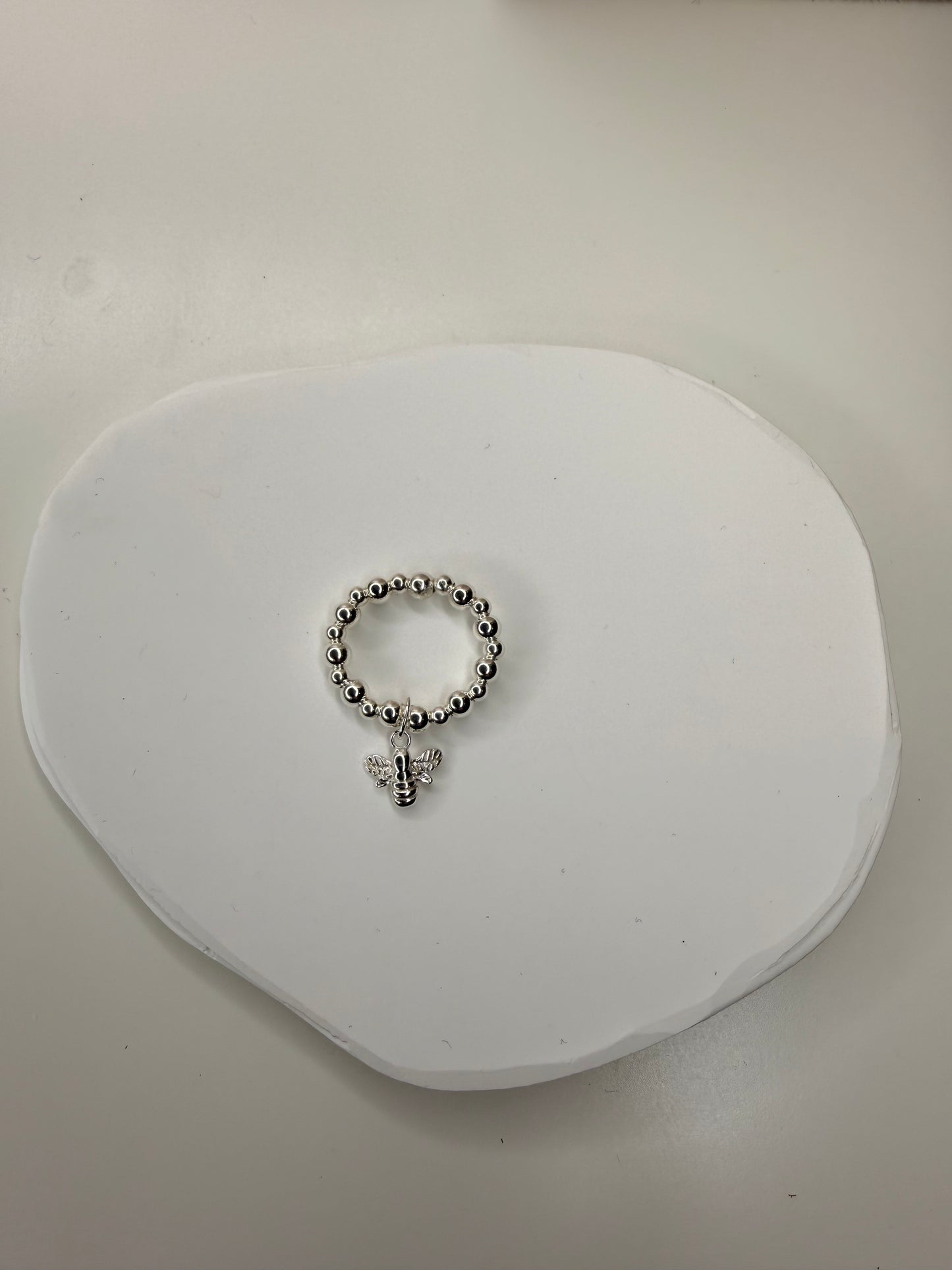 The sterling sliver Bee charm ring