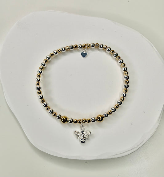 Bee Bracelet with sterling sliver and gold filled beads.