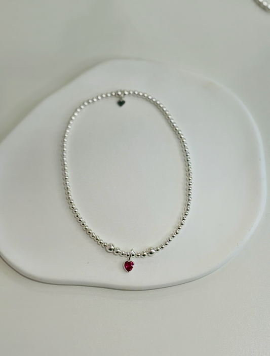 Heart Birthstone Anklet