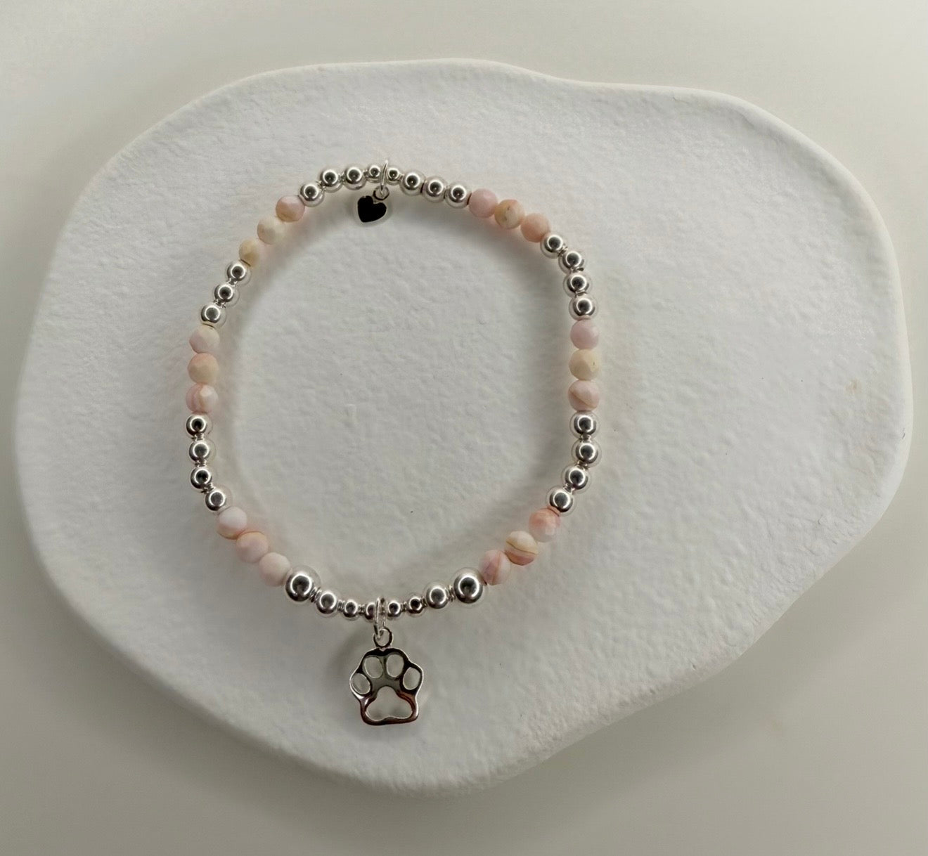 Pink Opal Paw Charm Bracelet
