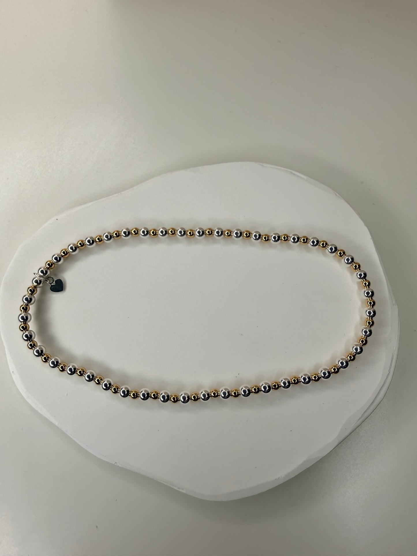 Gold & silver beaded anklet