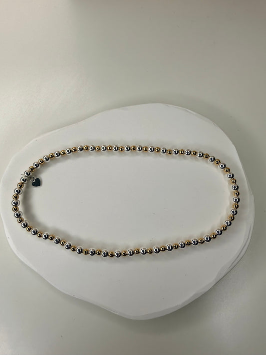 Gold & silver beaded anklet