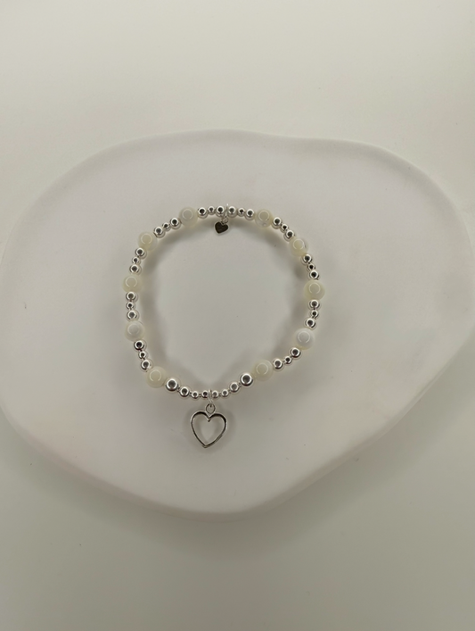 Mother of Pearl Open Heart Bracelet