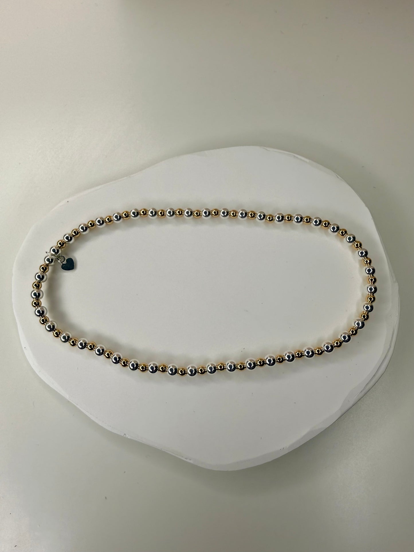 Gold & silver beaded anklet
