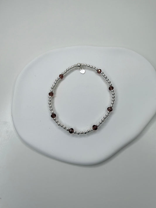Amethyst sterling silver beaded bracelet.