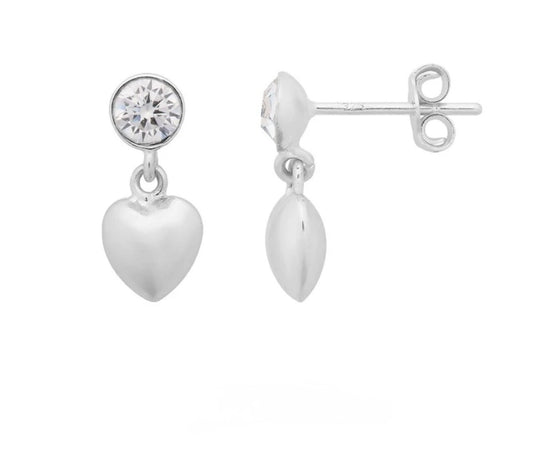 Puffed heart sterling sliver earrings.