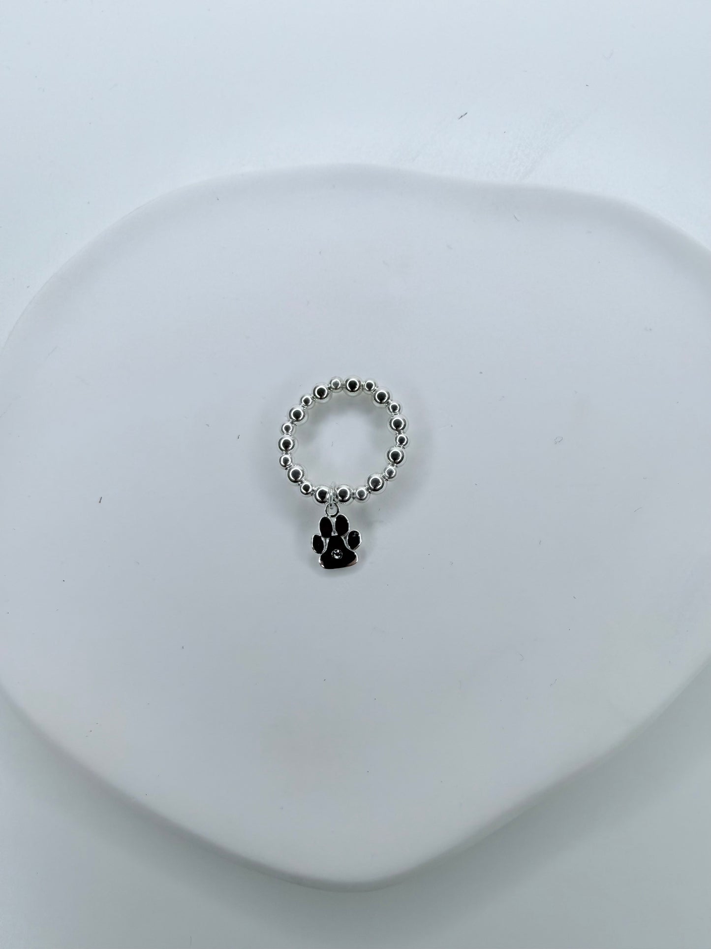 Gem paw charm ring