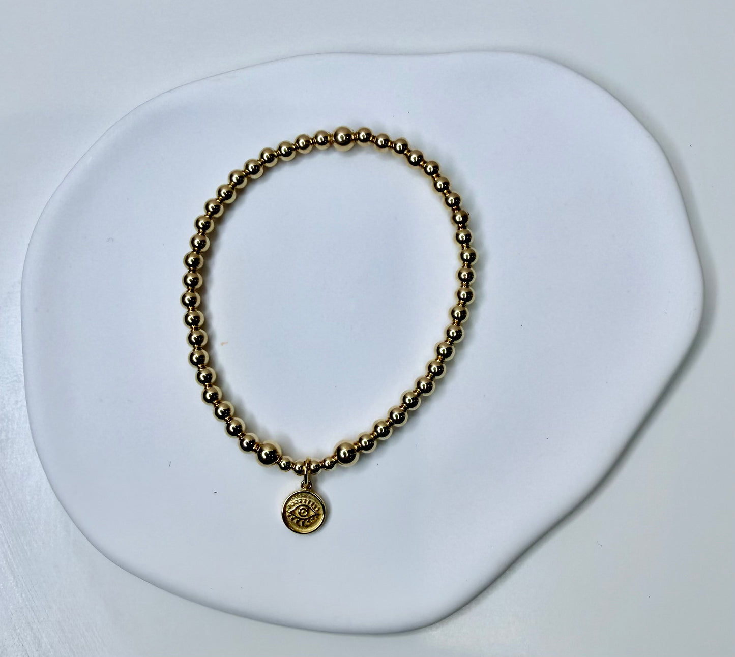 Evil eye gold filled beaded bracelet