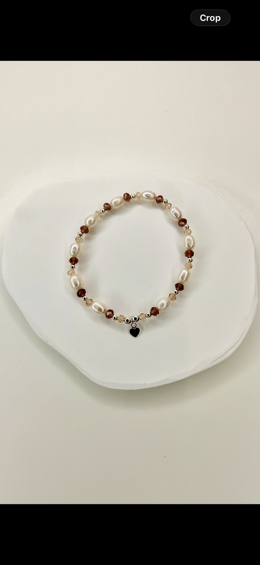 Fresh water Pearl & faceted beaded bracelet