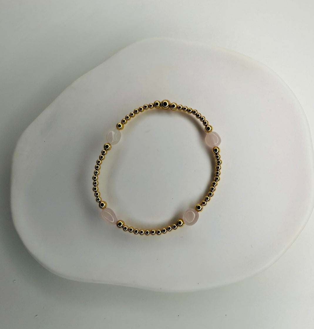 Rose Quartz Gold filled Bracelet