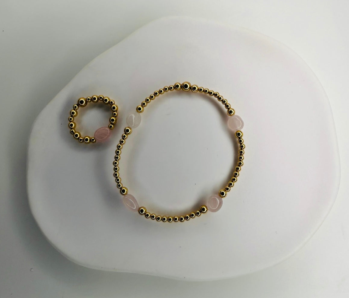 Rose Quartz Gold filled Bracelet