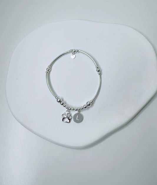 The Curved Bar Initial Disc Bracelet