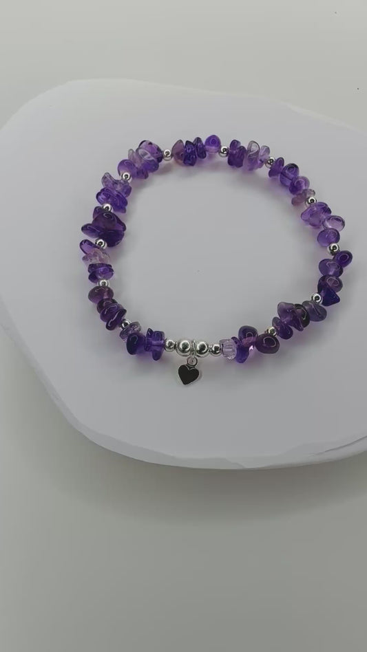 Amethyst chips sterling sliver bracelet.