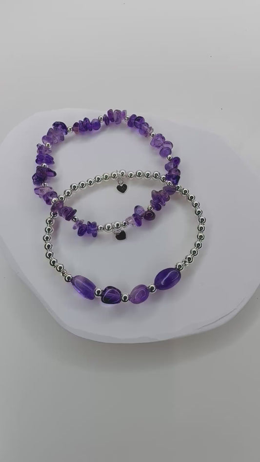 Amethyst chips sterling sliver bracelet.