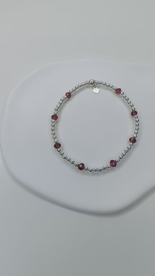 Amethyst sterling silver beaded bracelet.
